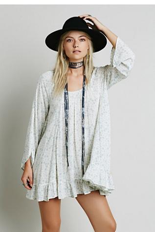 Fp Collection Womens Printed Ruffle Hem Tunic