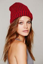 Free People Womens Two Toned Sailor Cap Beanie