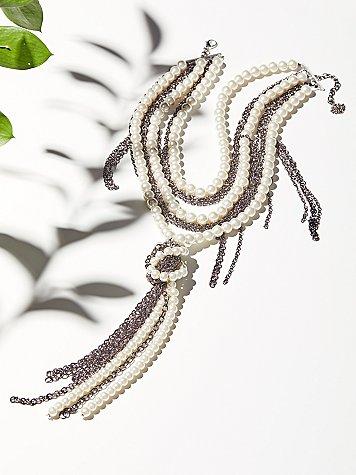 Pearl X Chain Knot Necklace By Laura Cantu At Free People