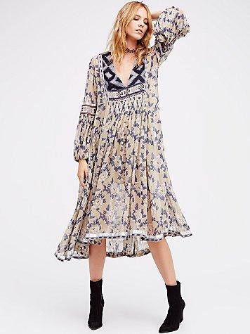 Bold Blooms Embroidered Dress By Free People
