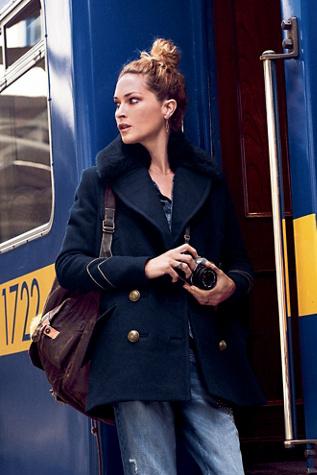 Free People Womens Sedgwick Peacoat
