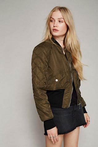 Free People Womens Shrunken Bomber