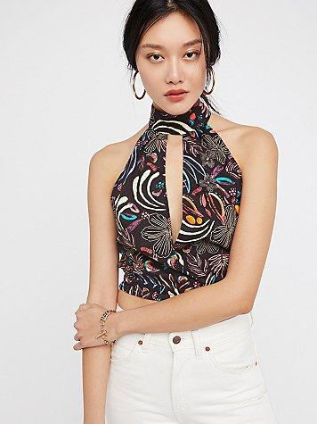 Free People Lots Of Love Printed Halter Top