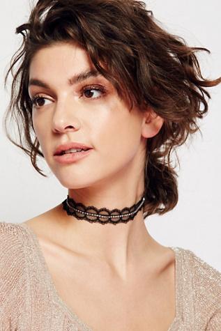 Free People Womens Stoned Lace Choker