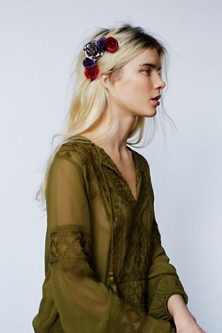 Free People Womens Metallic Floral Comb