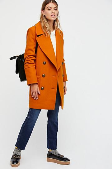 Naiomi Solid Wool Peacoat By Free People