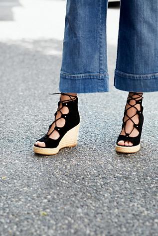 J/slides Womens Prima Lace Up Wedge