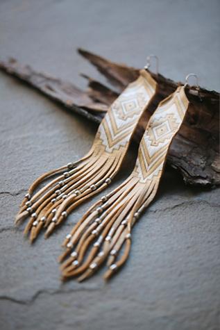 Three Arrows Leather Womens Earth Ceremony Earrings