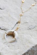 Lili Claspe Womens Opal Horn Lariat Necklace