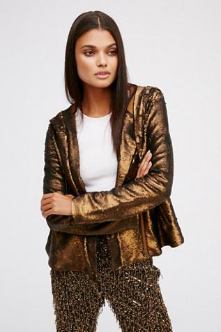 Free People Womens Sequin Hooded Jacket