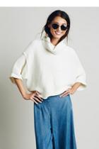 Free People Womens Boxy Mockneck Pullover