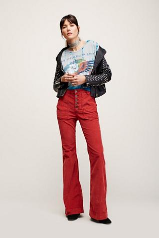 Free People Womens Western '70s Cord Flare