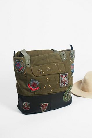Free People Womens Washed Military Tote