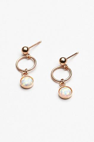 Lili Claspe Womens Opal Loop Hoop Studs