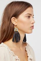 Tahiti Stone Drop Leather Hoops By Raven + Lily At Free People