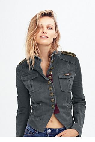 Free People Womens Shrunken Officer Jacket
