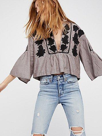 Free People Liya Embroidered Top