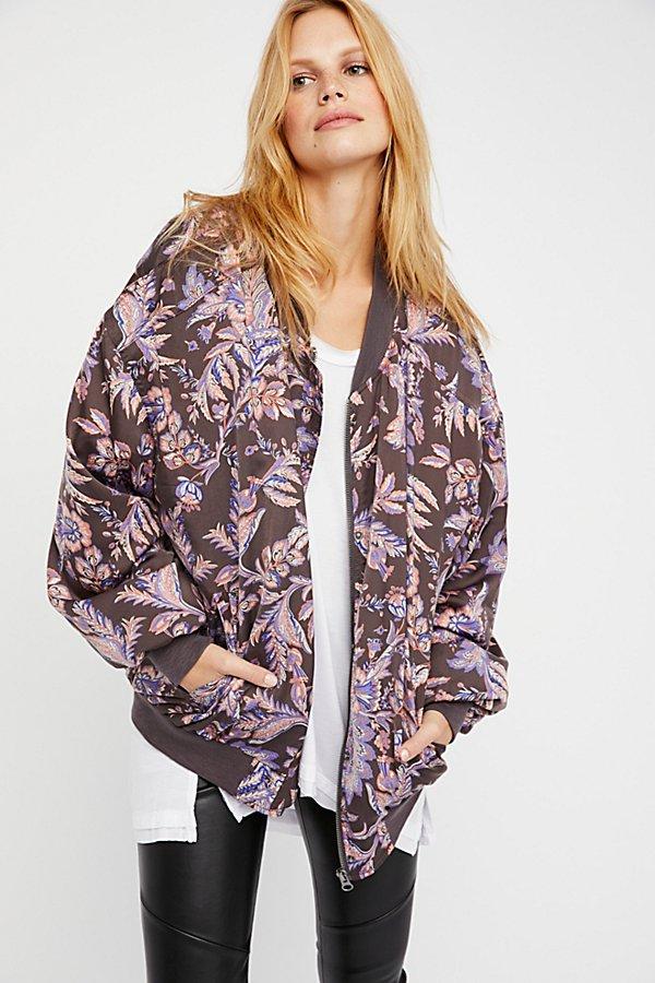 Printed Silken Pillow Bomber By Free People