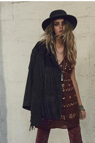 Understated Leather Womens Western Black Fringe Jacket