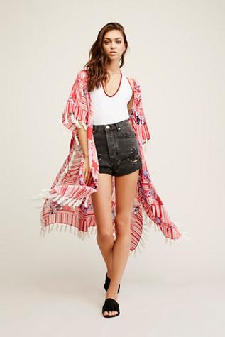 Free People Womens Maui Babe Printed Kimono