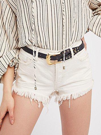 Sleek Stud Leather Belt By Free People