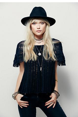 Free People Womens Black Bird Pullover