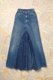 Womens Embroidered Denim Maxi Skirt