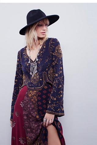 Free People Womens Embroidered Folk Festival Top