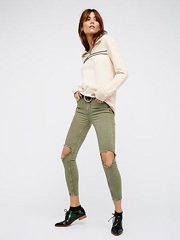 Free People High Rise Busted Skinny