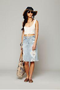 La Lady Denim Skirt At Free People