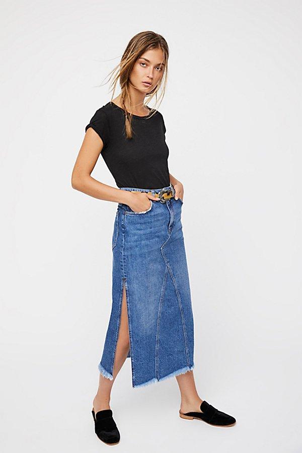 Walk In The Park Denim Midi Skirt By Free People