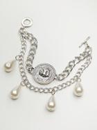 Tiger Coin Pearl Drape Anklet  By Free People