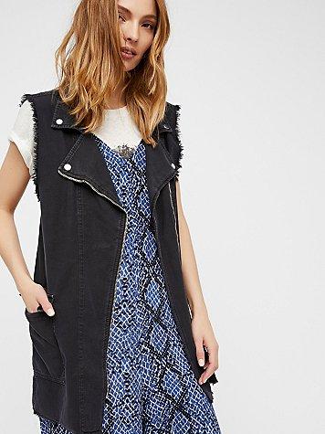 Free People Long Moto Vest