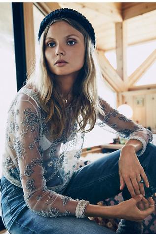 Free People Womens Clear Skies Embellished Top
