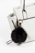 Free People Womens Faux Fur Pompom Bag Charm