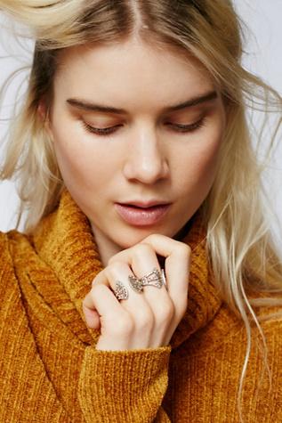 Free People Womens White Wave Open Ring