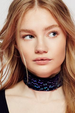 Free People Womens Sienna Sequin Choker