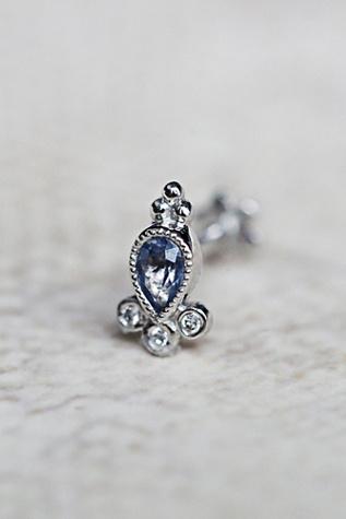 Maria Tash Womens Dalia Blue Sapphire + Diamond Threader Stud