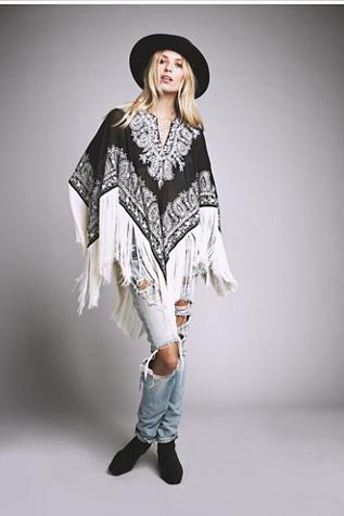 Tanja Pignatelli Womens Odyssey Embroidered Fringe Cape
