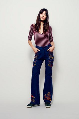 Spell For Free People Womens Wanderlust Embroidered Flare