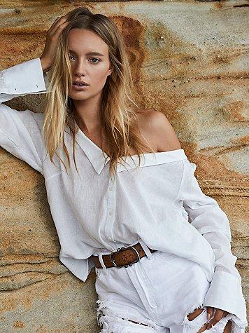 Cool Like Courtney Linen Buttondown By Free People