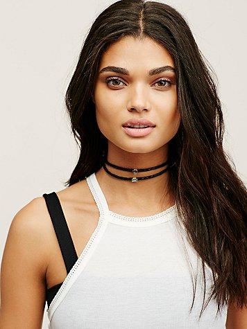 Double Leather Short Choker By Free People