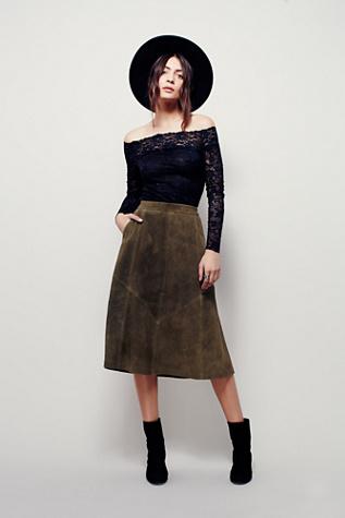 Free People Womens Geometry Lesson Suede Skirt