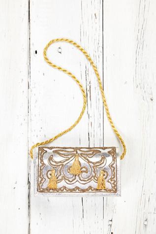 Free People Womens Vintage Metallic Box Clutch
