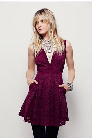 Free People Womens Lovely In Love Mini Dress