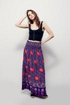 Lotta Stensson  X Free People Womens Smocked Floral Border Skirt
