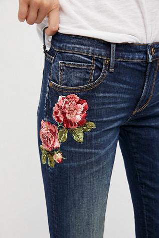 Kelly Embroidered Baby Bootcut Jeans By Driftwood At Free People