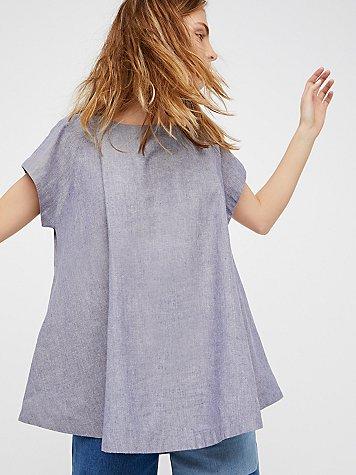 Free People Crazy Hearts Chambray Top