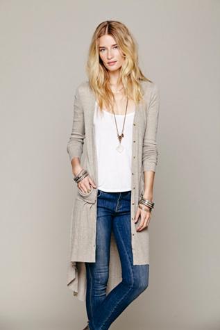 Fp Beach Womens Ribbed Up Maxi Cardigan