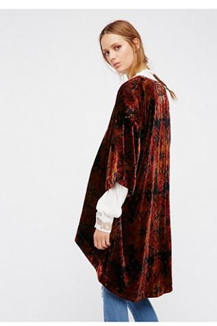 Free People Womens Printed Velvet Kimono